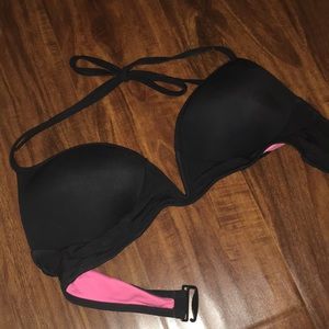 Plunging Black Bikini Top